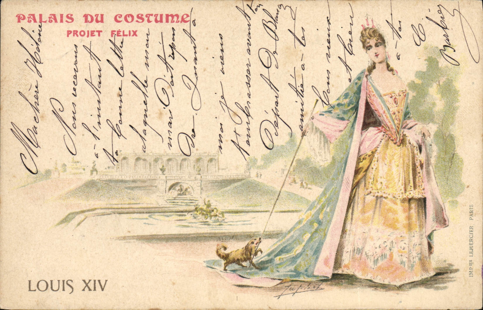 CPA Illustrateur Palais du Costume Projet Felix Louis XVI Chien