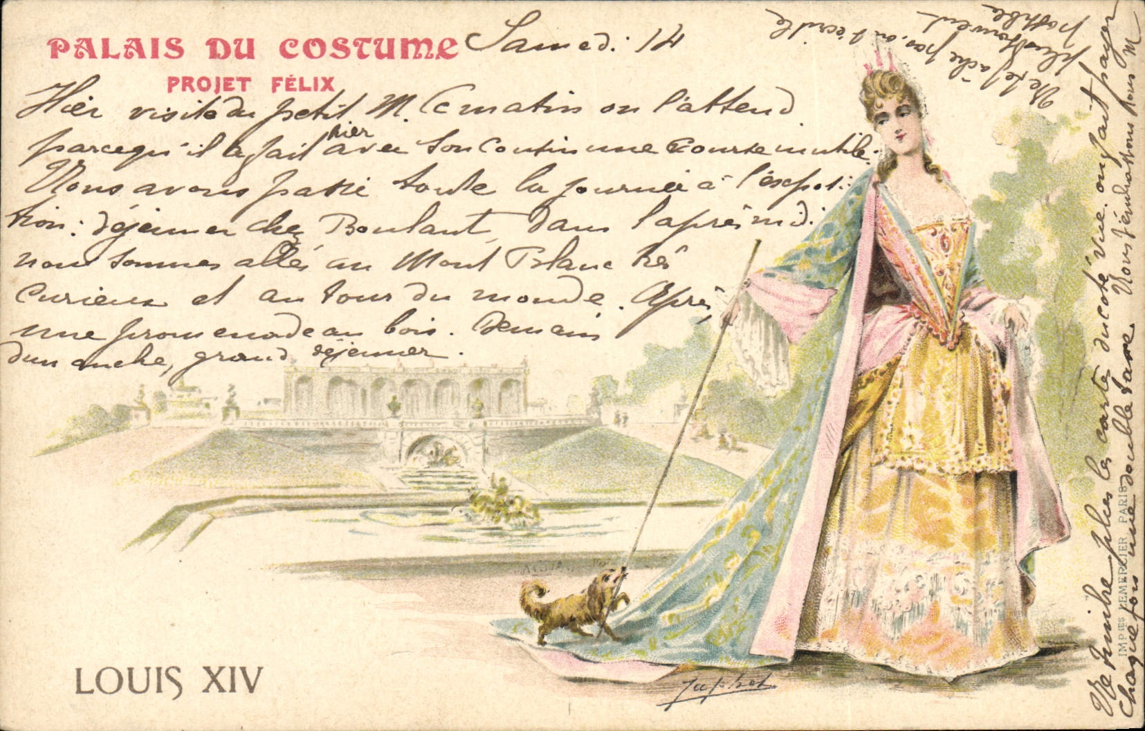 CPA Illustrateur Palais du Costume Projet Felix Louis XIV Chien