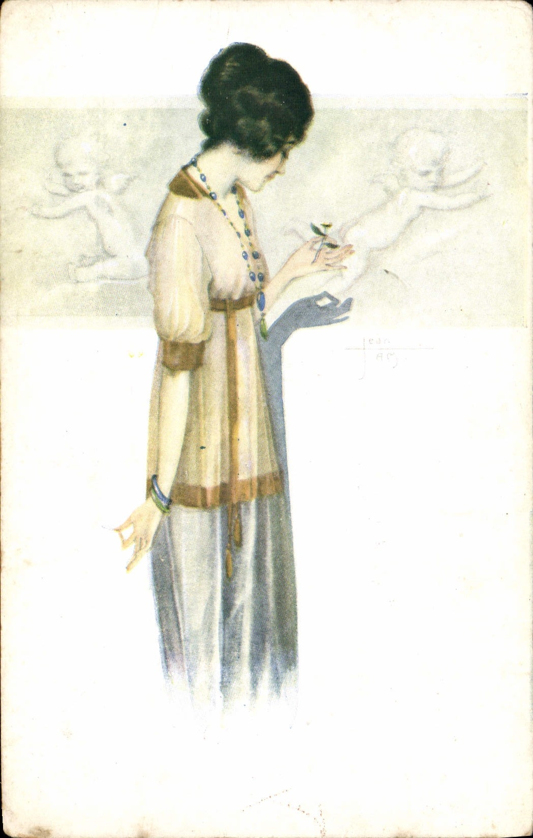 CPA Illustrateur Femme Ange