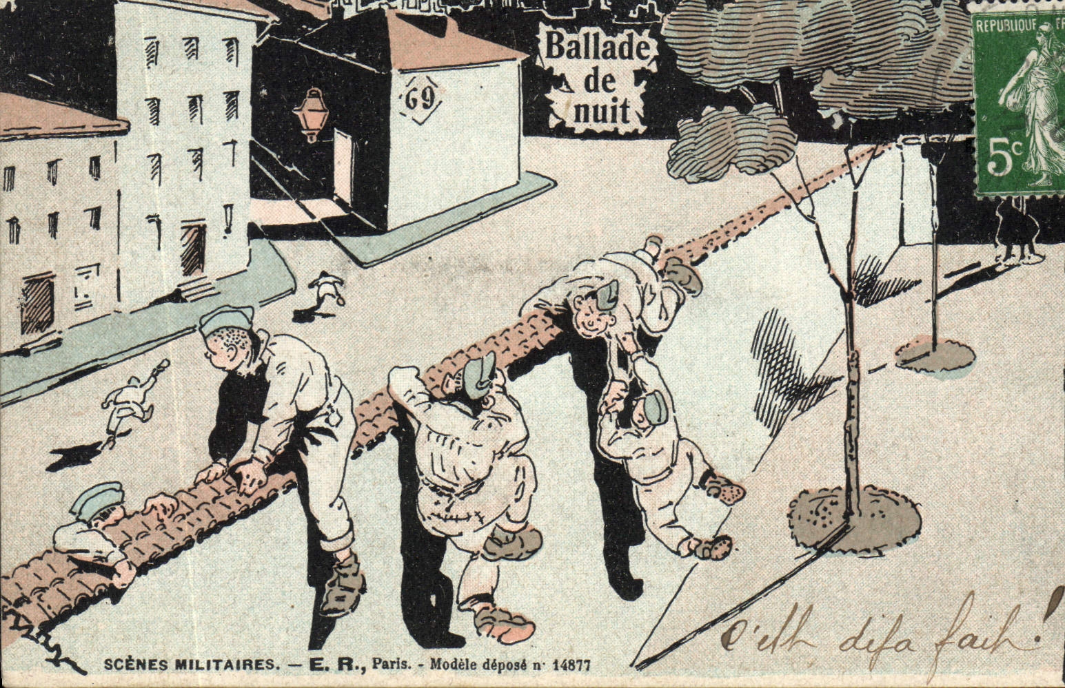 CPA Militaria Ballade de nuit
