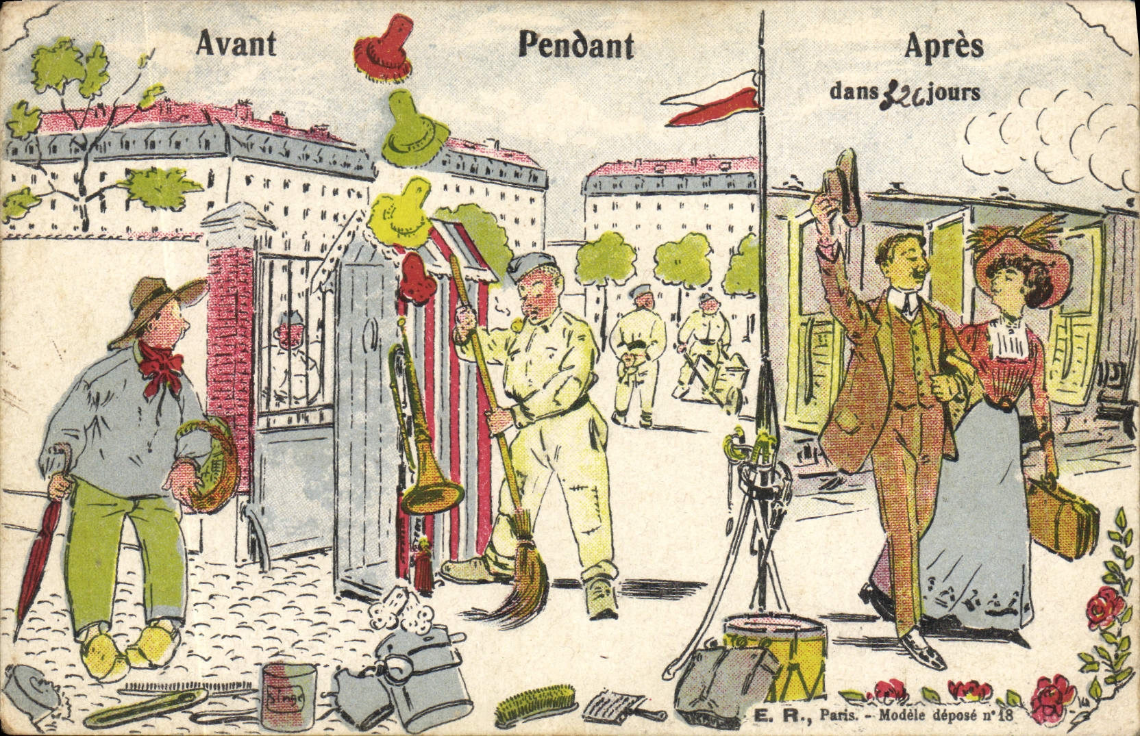 VINTAGE POSTCARD front Militaria During Apes 32 days