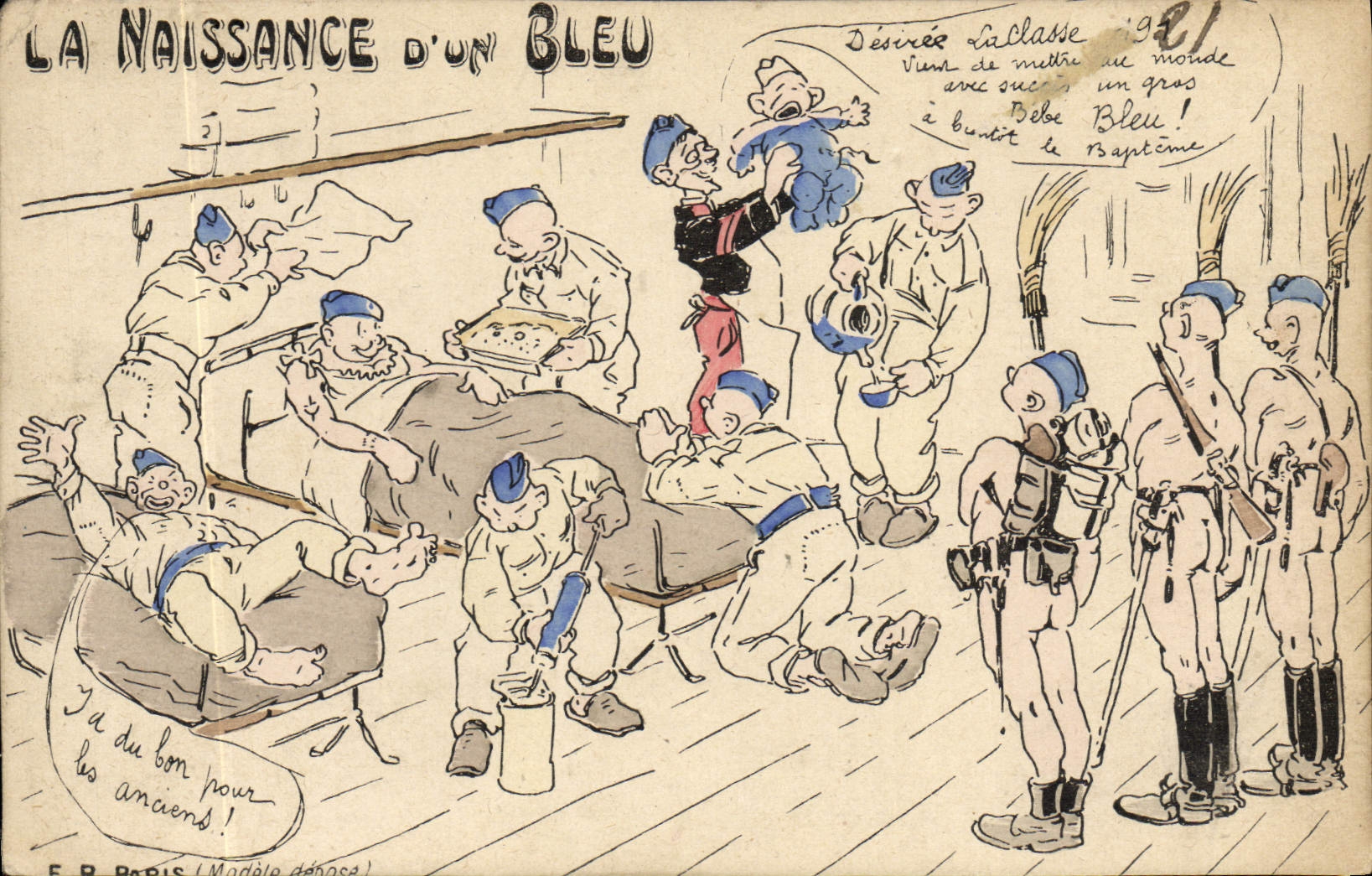 CPA Militaria La naissance d'un bleu