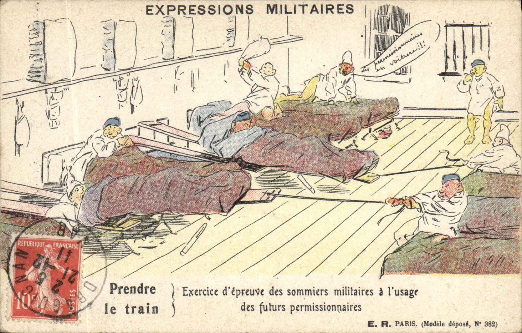 VINTAGE POSTCARD Militaria To take the train
