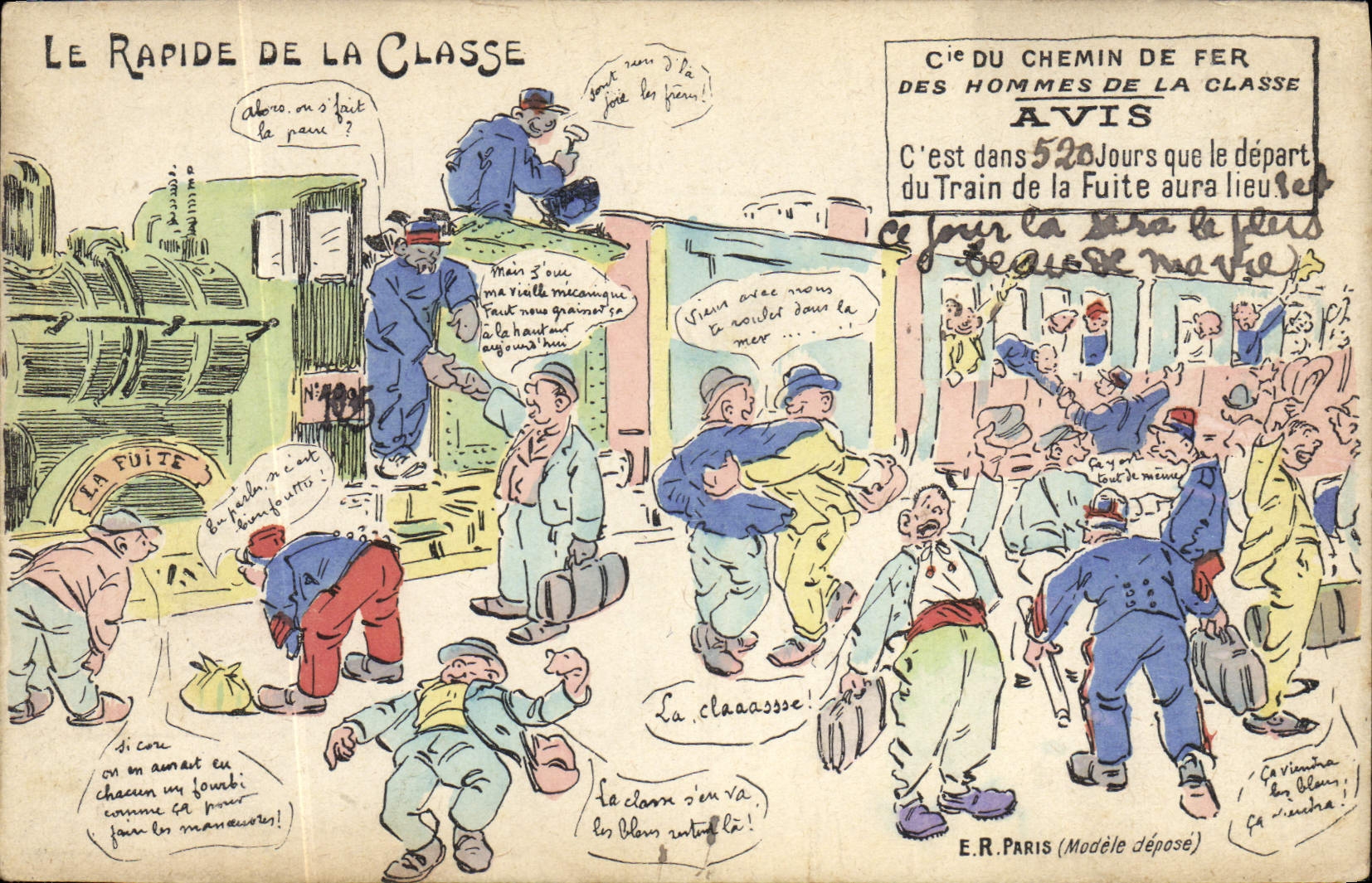 VINTAGE POSTCARD fast Militaria It of the class Train