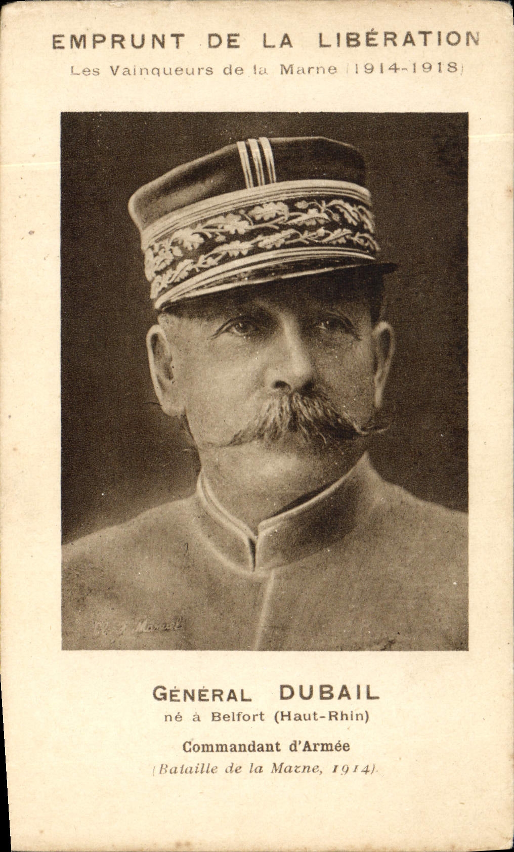 VINTAGE POSTCARD Militaria General Loan of the Release Winners of the Marne Dubail