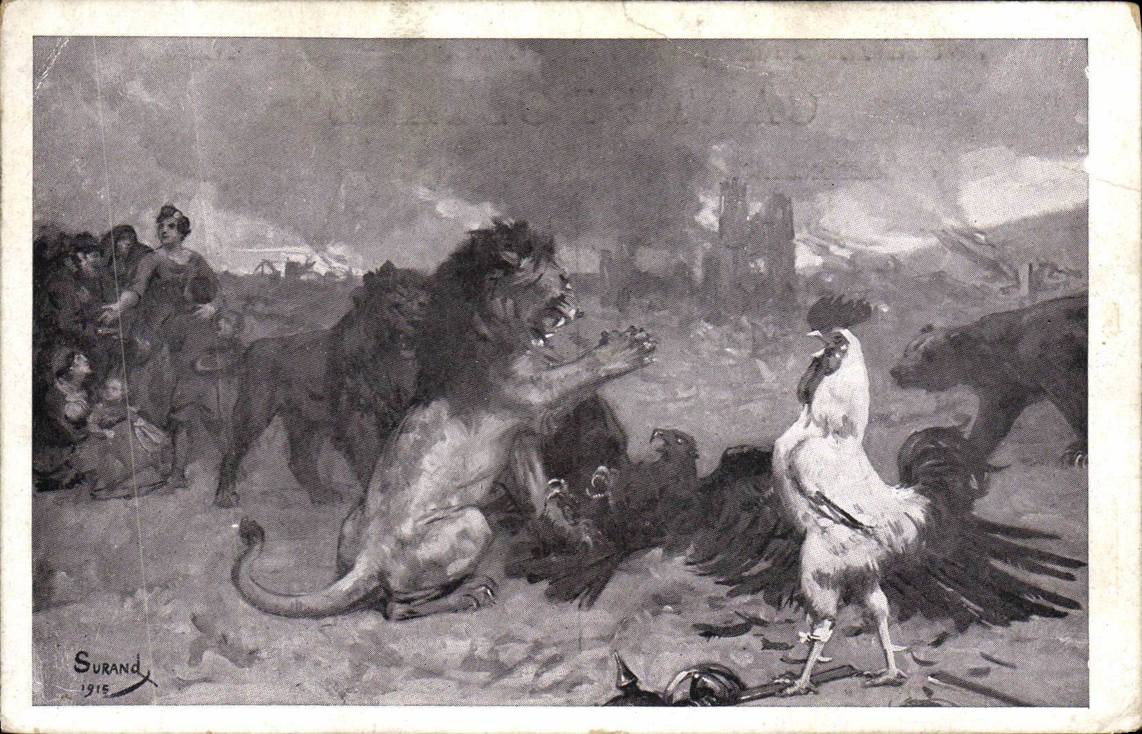 CPA Militaria Secours National Coq Lion Aigle