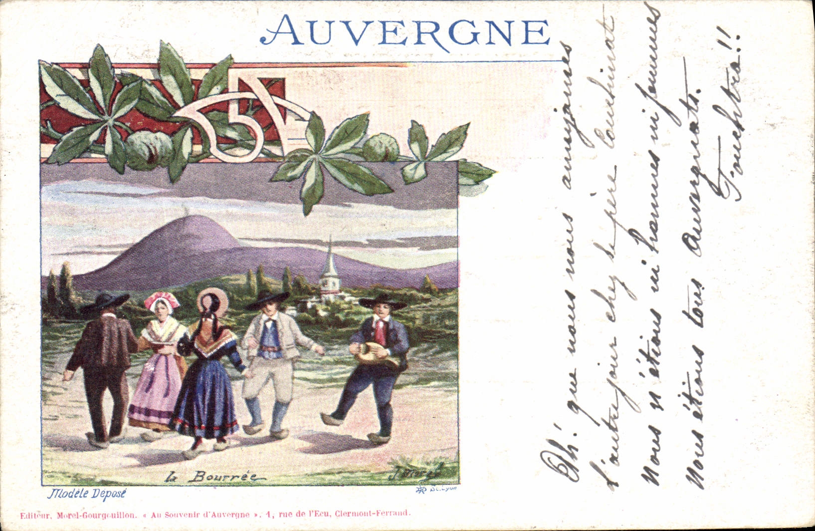 CPA Folklore Auvergne La Bourree