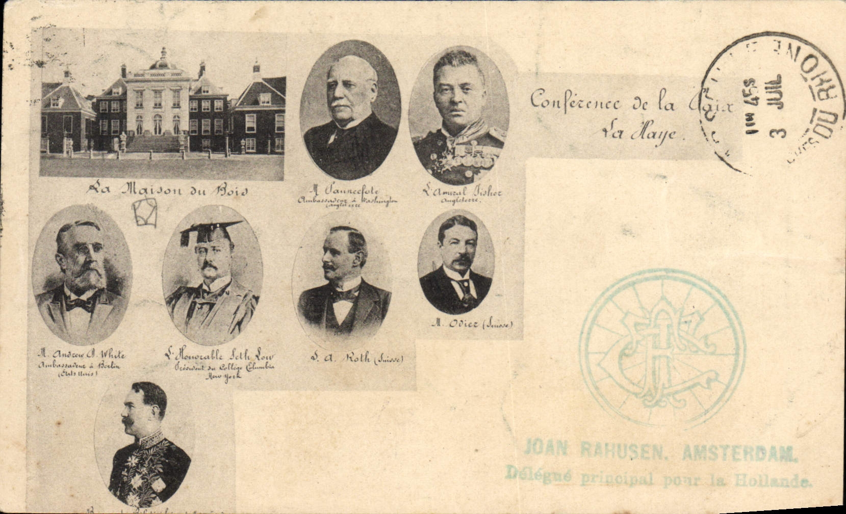 CPA Conference de la paix La Haye Joan Rahusen Amsterdam delegue principal pour la Hollande Moulin a vent