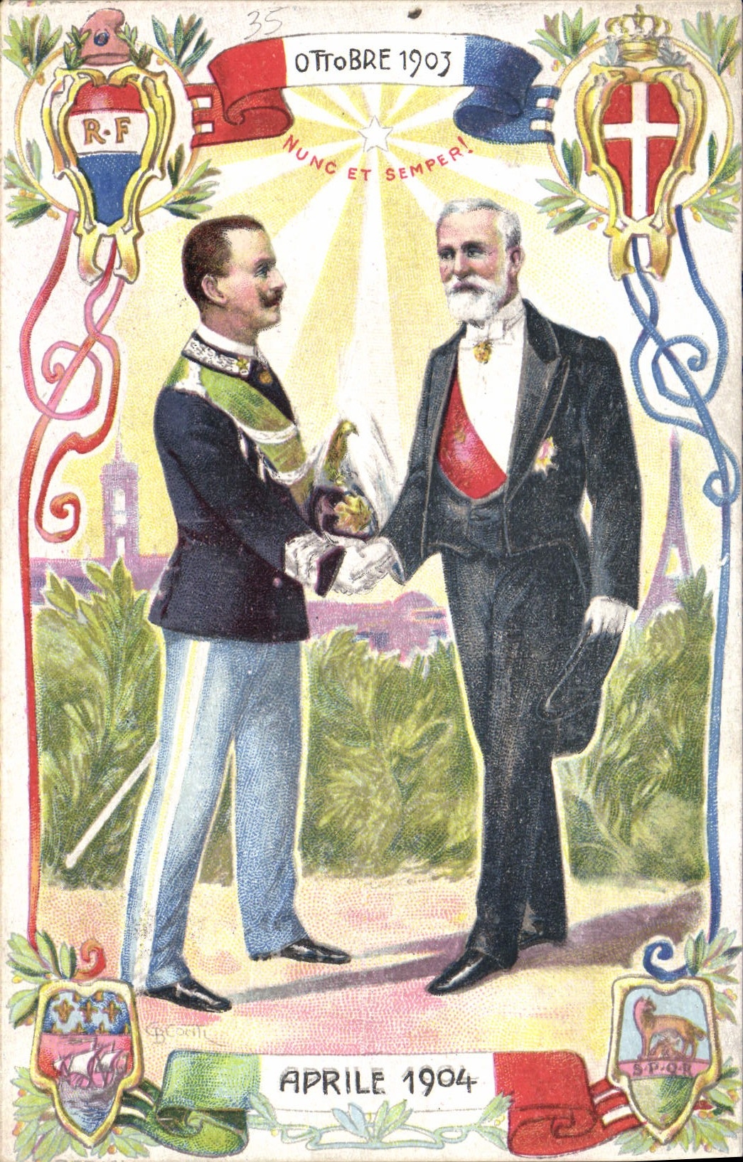 CPA Ocotbre 1903 Aprile 1904 Loubet Vittorio Emanuele