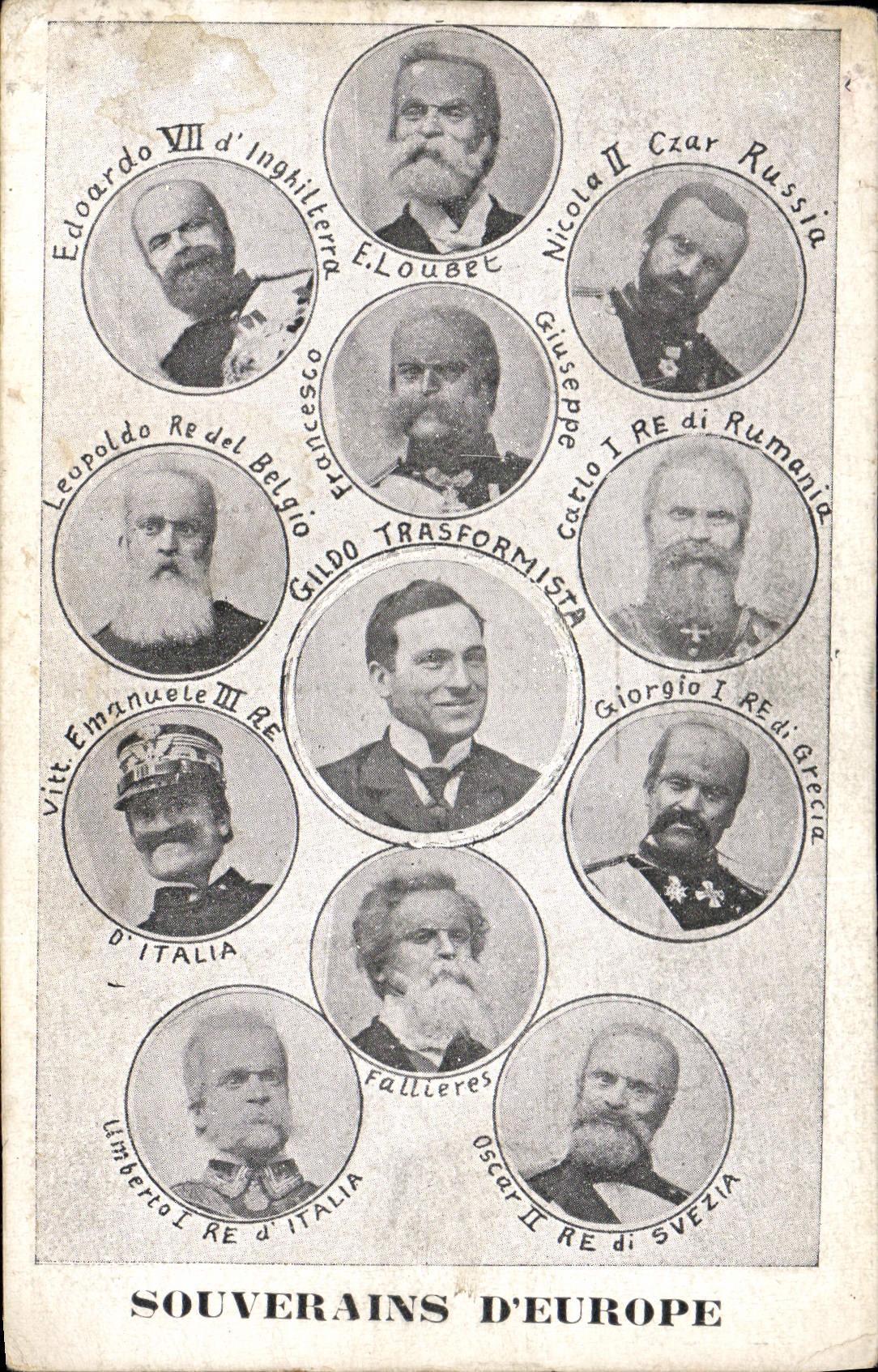 CPA Souverains d'Europe Loubet Adouard VII Vitto Emanuel III 