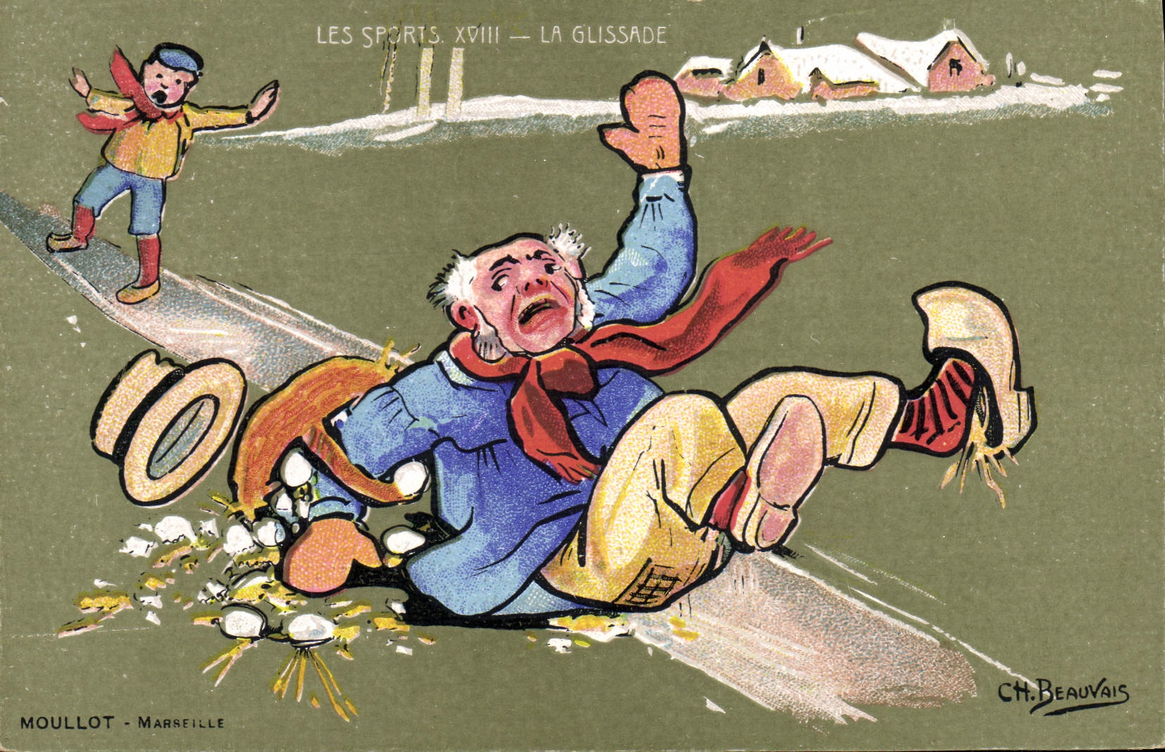 POSTAL de la VENDIMIA el lllustrator Beauvais del resbalón