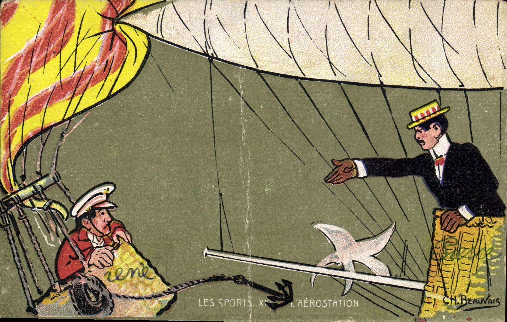 VINTAGE POSTCARD ballooning