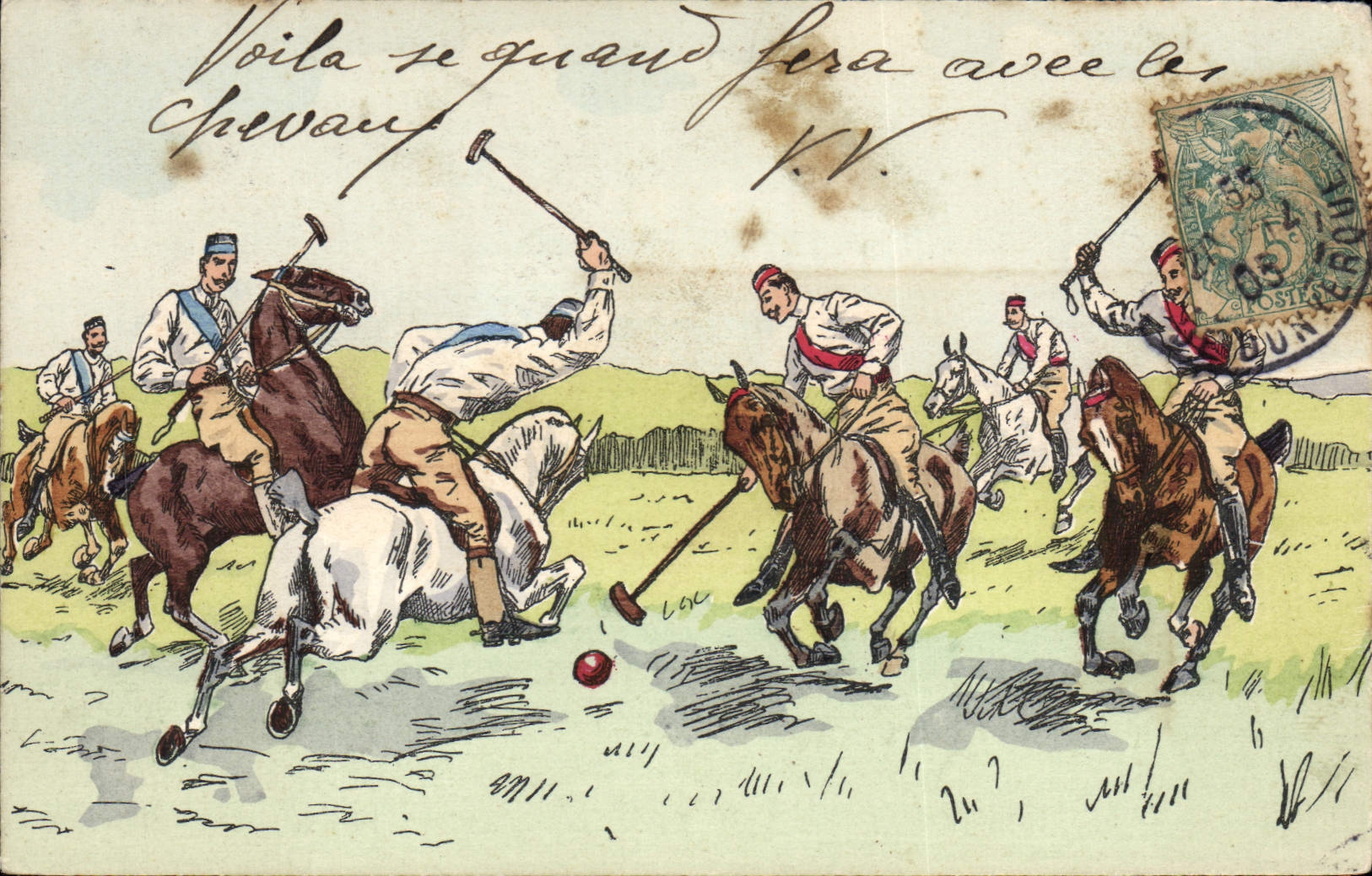 Caballo de la camisa de deportes de la POSTAL de la VENDIMIA