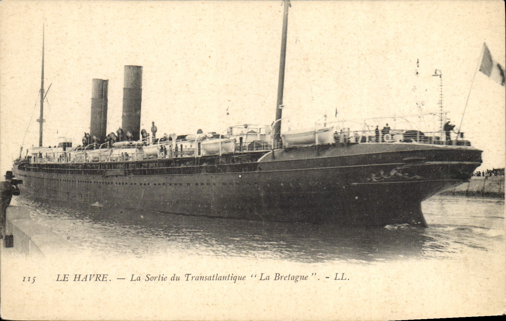 VINTAGE POSTCARD Le Havre the exit of the deck chair Brittany