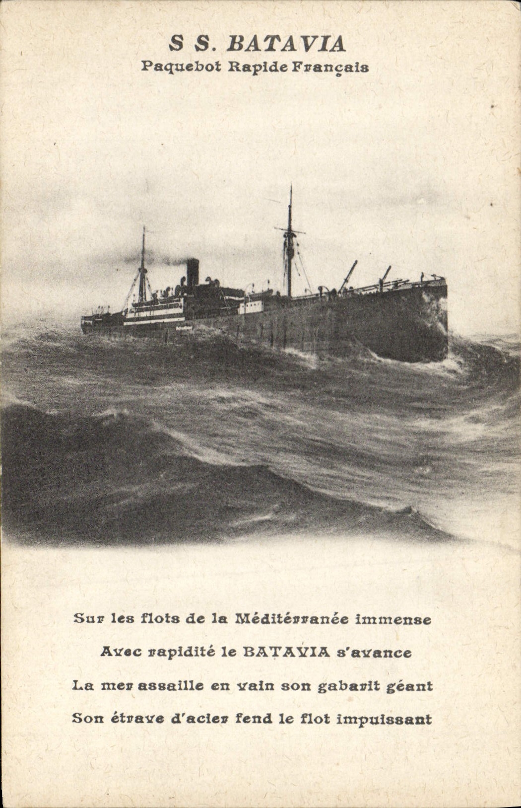VINTAGE POSTCARD S Batavia French Fast Steamer