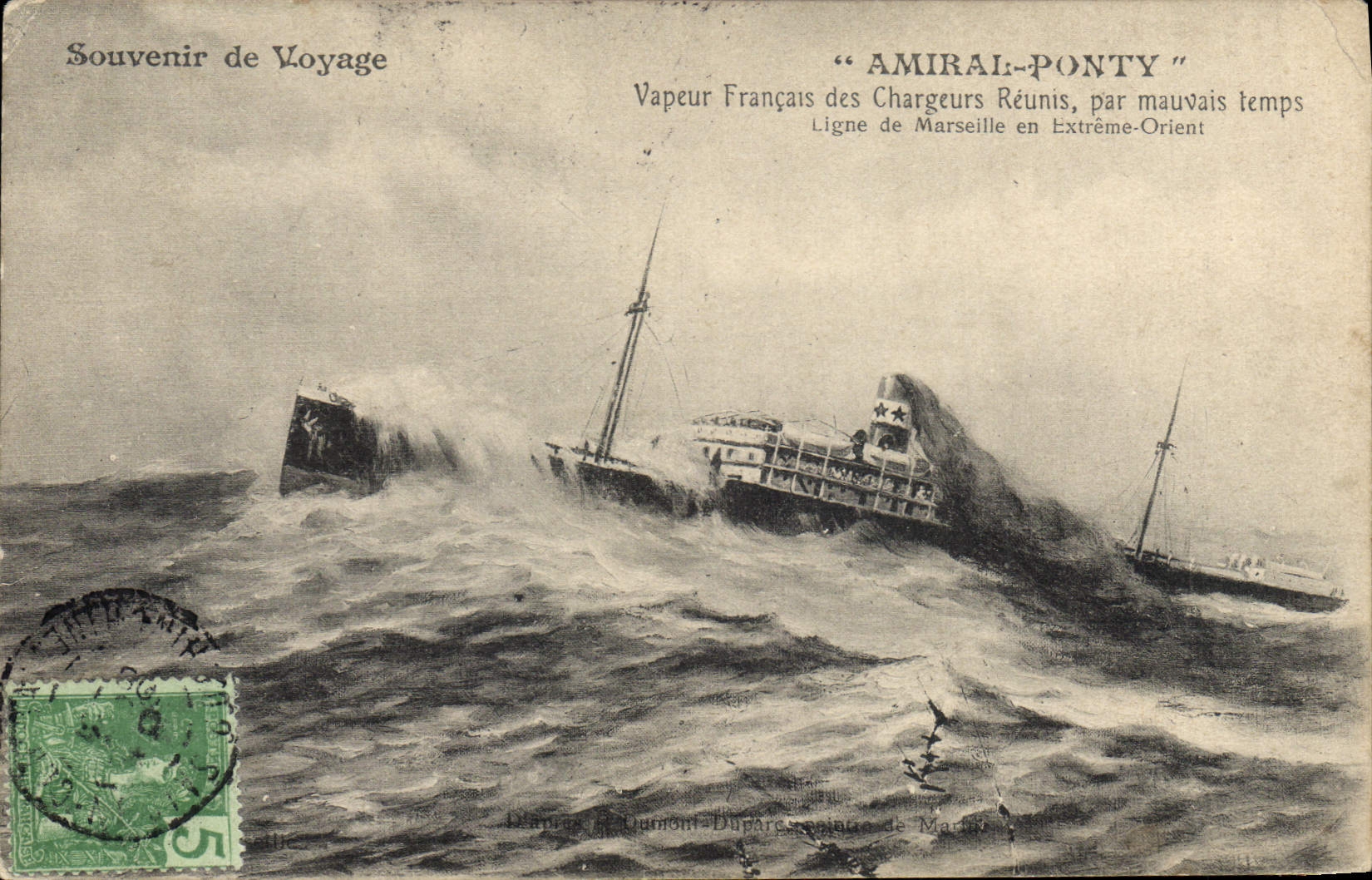 VINTAGE POSTCARD Admiral Ponty French Vapor of the Brought together Chargers