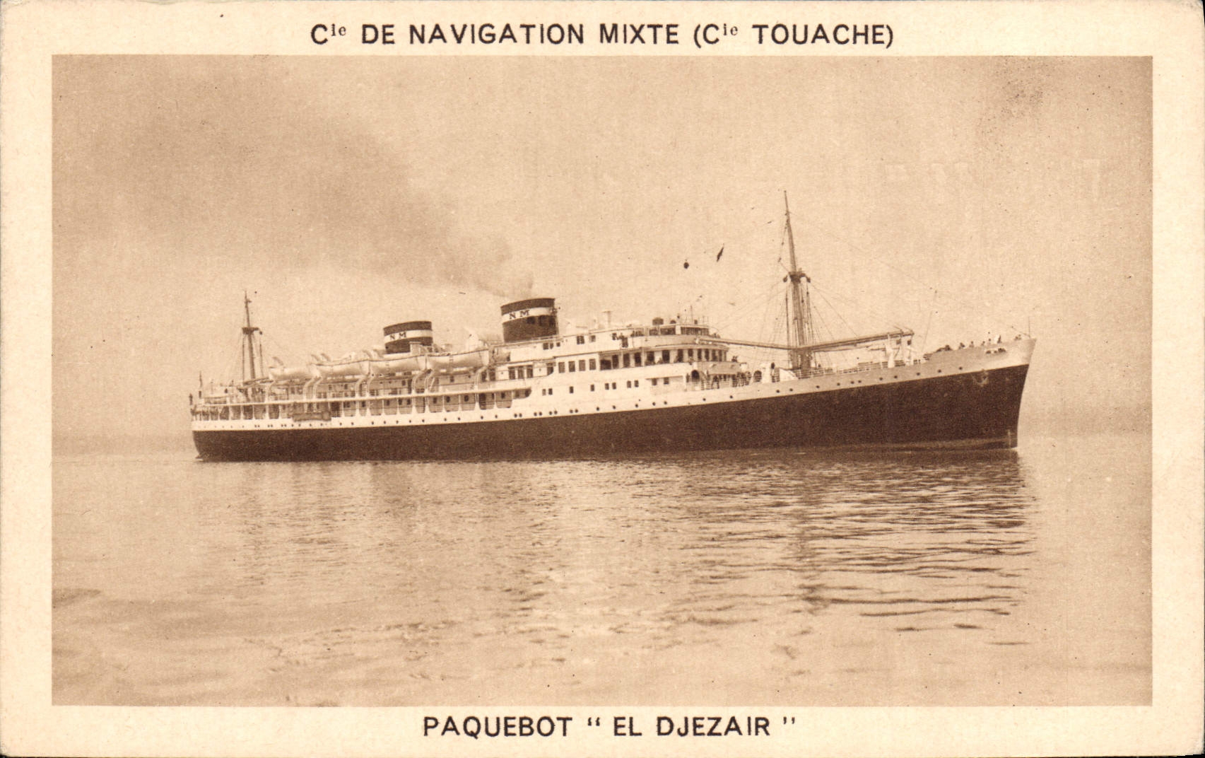 VINTAGE POSTCARD Mixed Co of Navigation Co Touache Steamer El Djezair