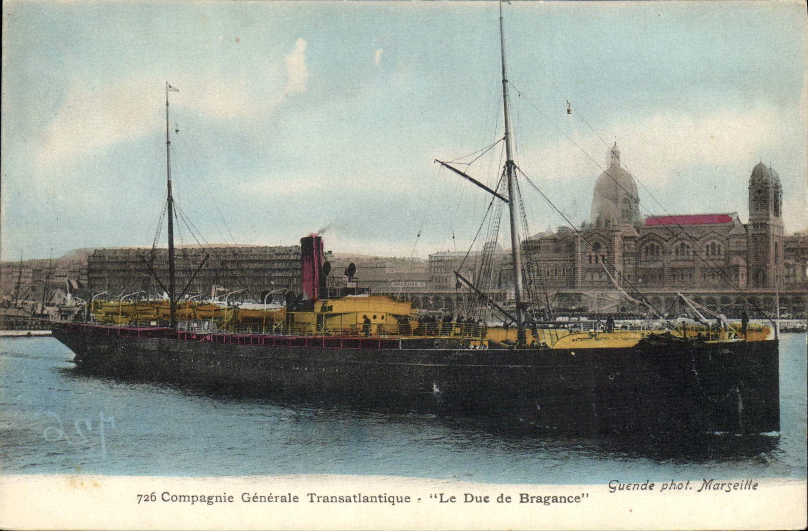 VINTAGE POSTCARD General Company Transatlantic Duke of Bragance Marseilles