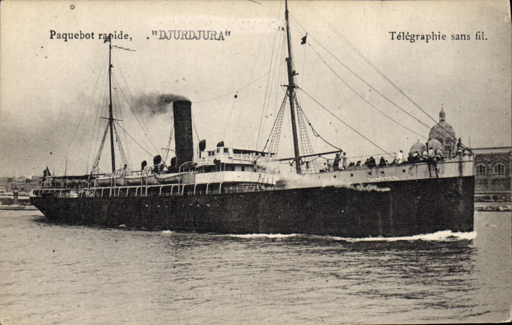 VINTAGE POSTCARD fast Steamer Djurdjura Wireless telegraphy