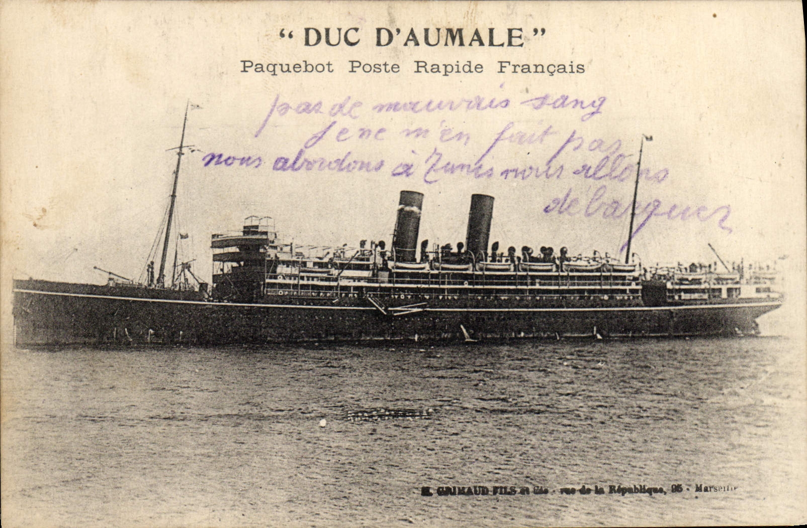 CPA Compagnie Generale Transatlantique Duc d'Aumale Paquebot Rapide Francais