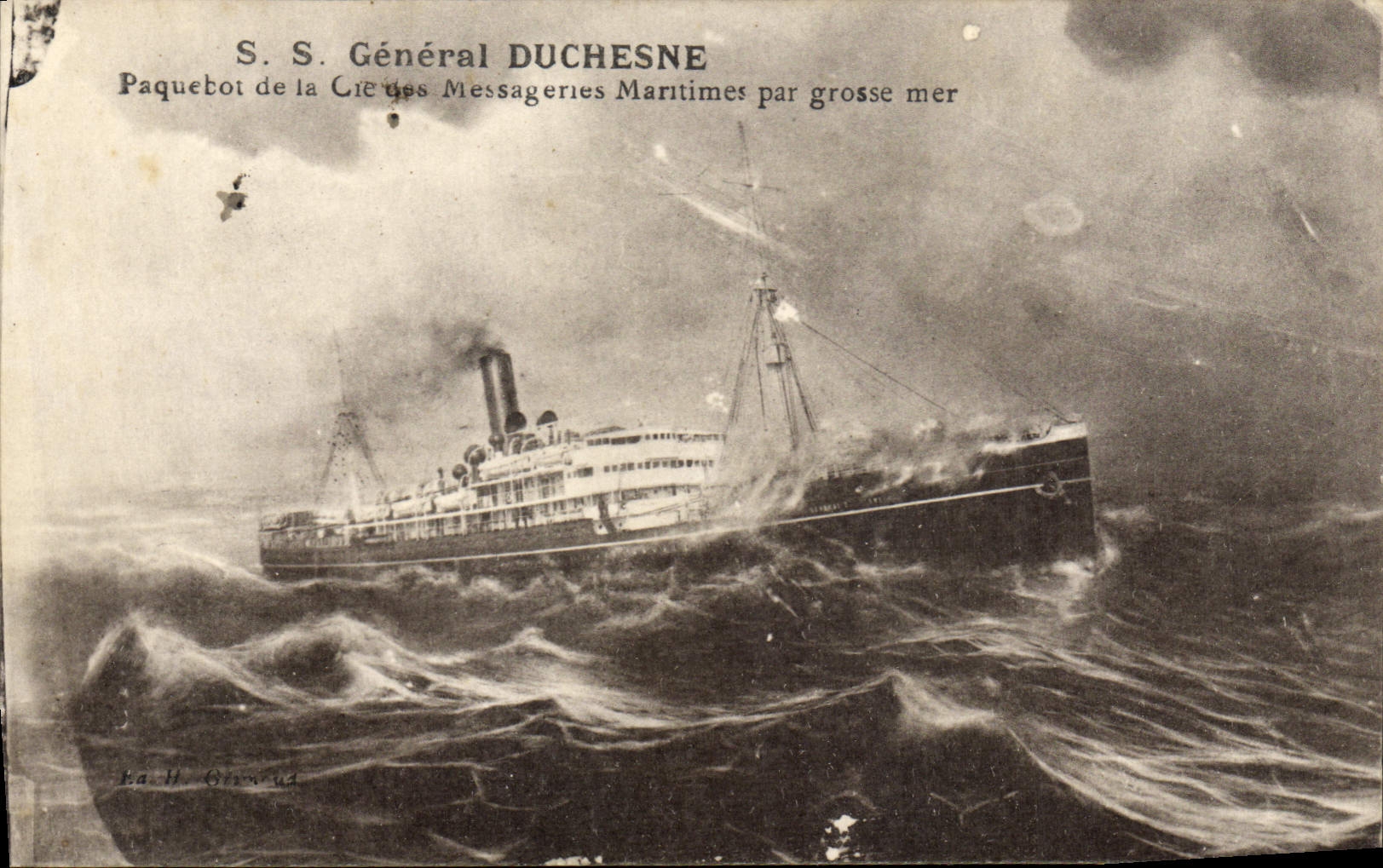 VINTAGE POSTCARD General S Duchesne Steamer of the Co of the Maritime Transport