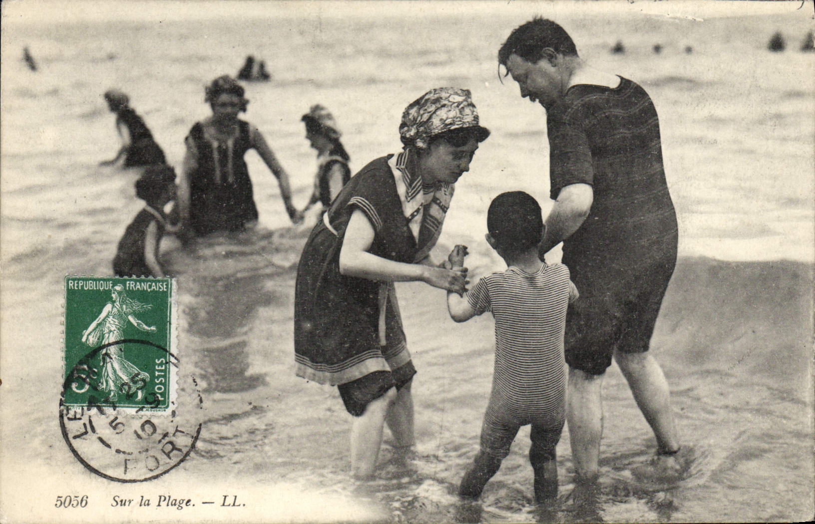 VINTAGE POSTCARD Fantasy Woman Bathing suit On the beach