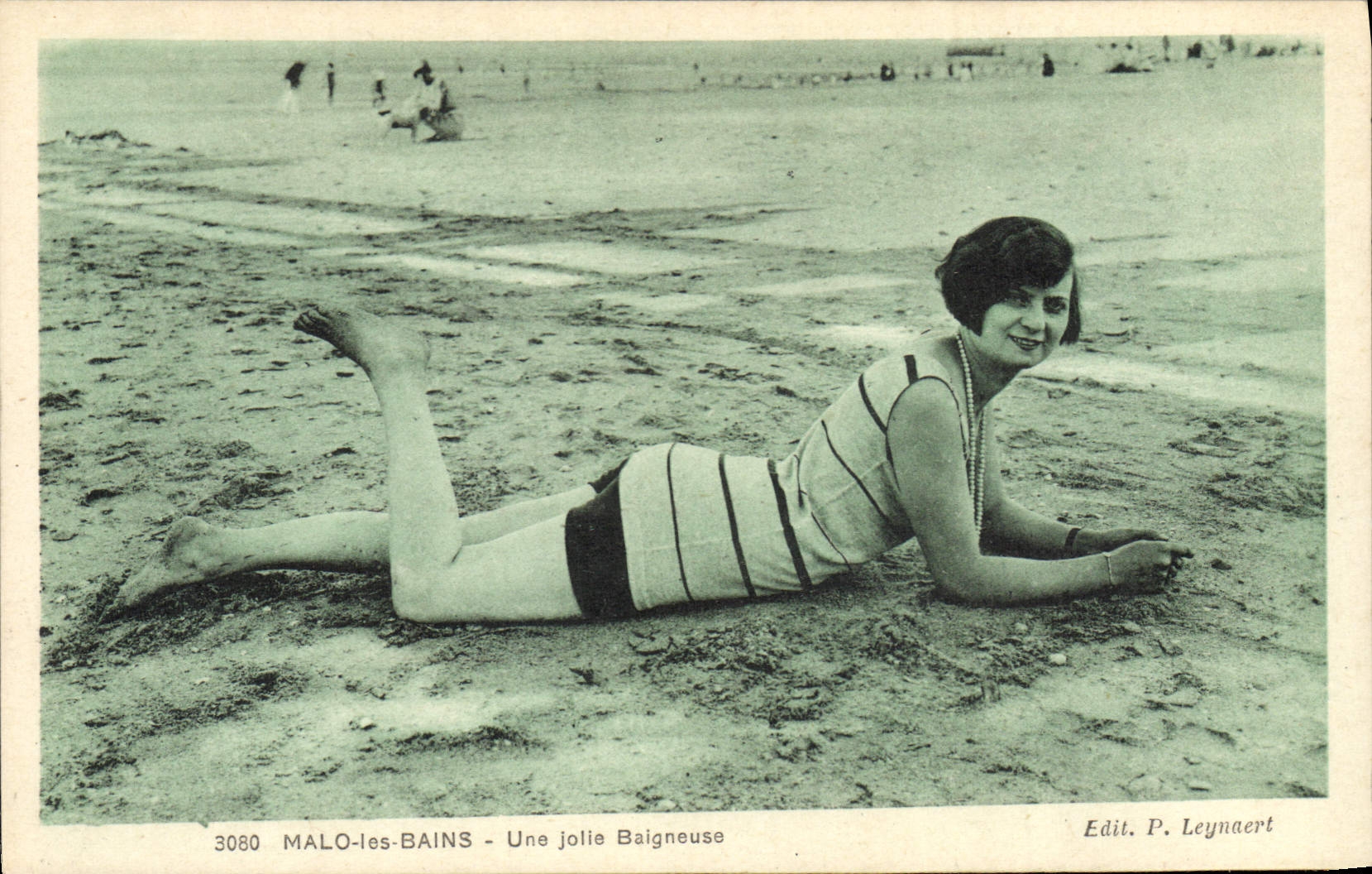 VINTAGE POSTCARD Fantasy Woman Malo Bathing suit les Bains a pretty bather