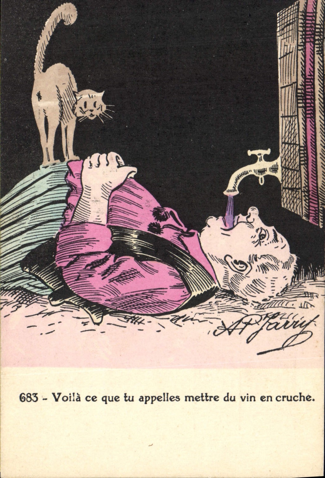 VINTAGE POSTCARD Fantasy Illustrator Jarry Cat kitten