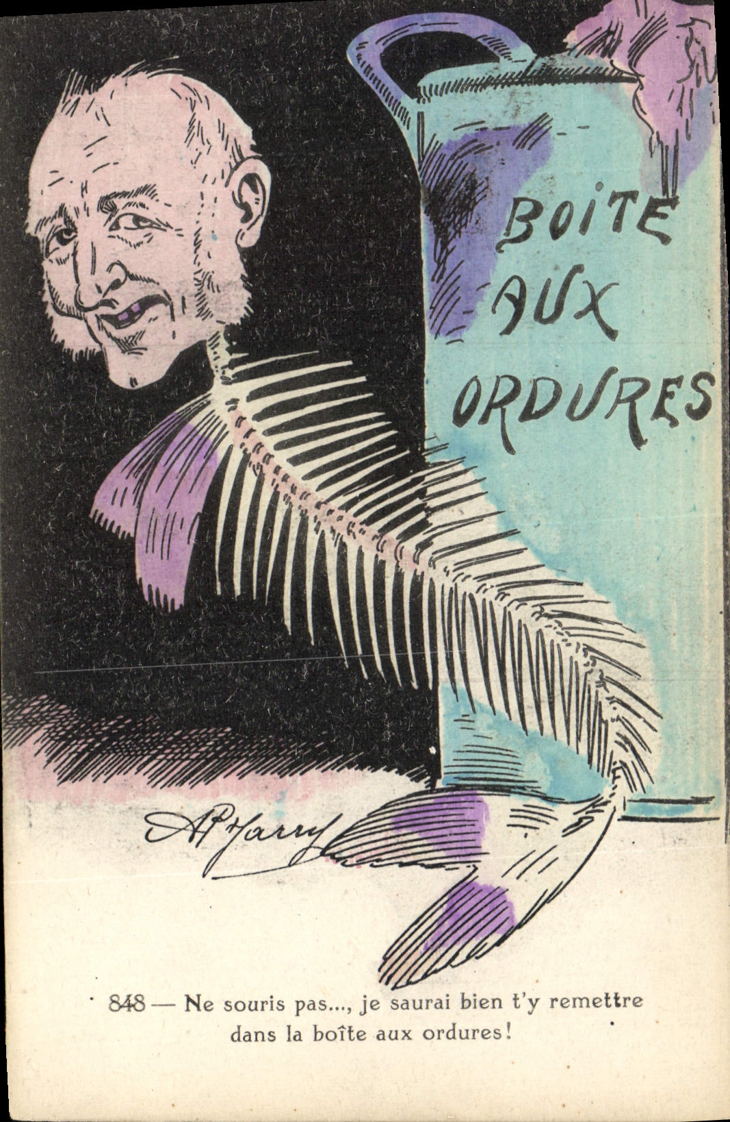 VINTAGE POSTCARD Fantaisie Illustrator Limps with the refuse Jarry Poisson