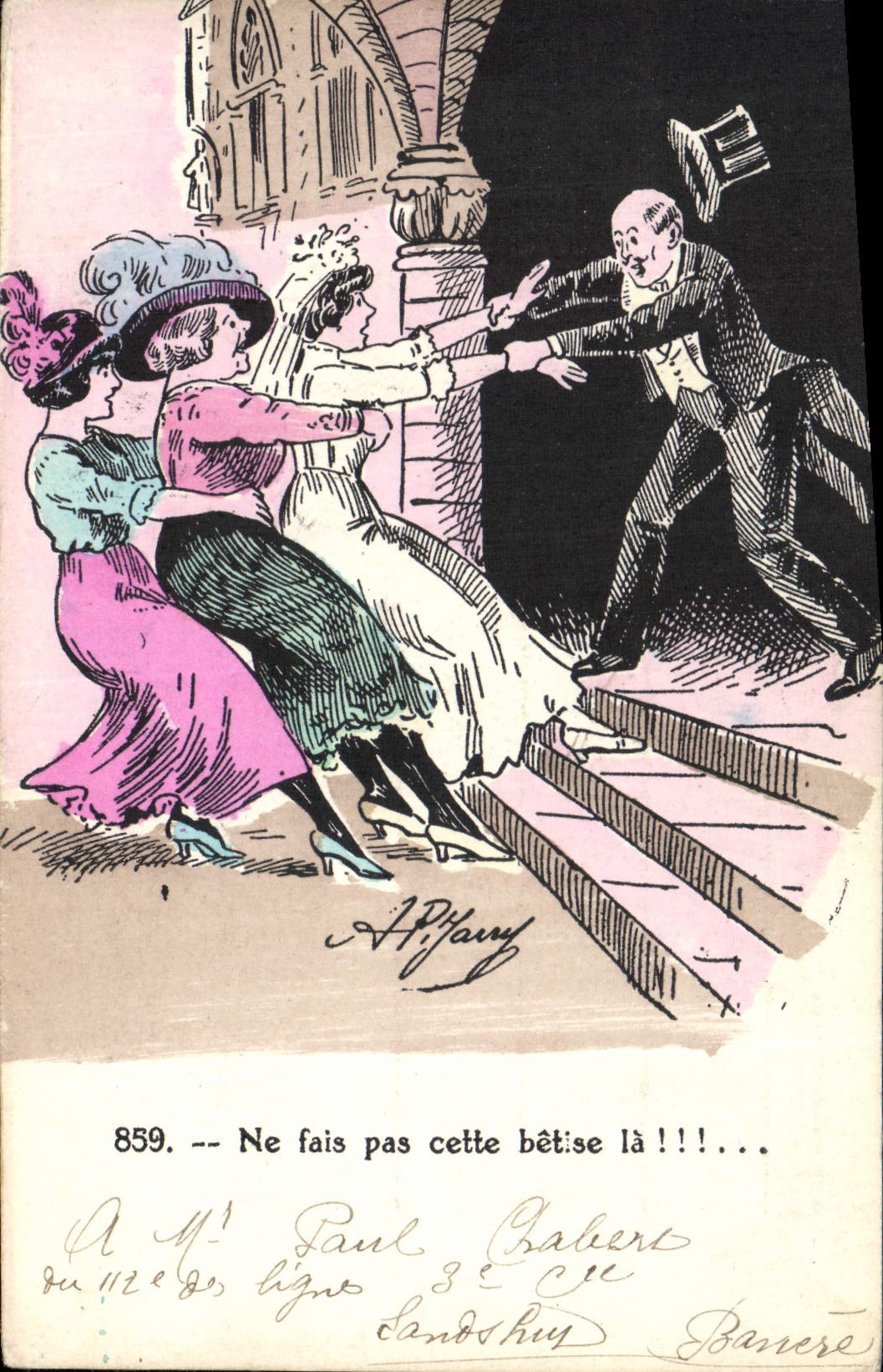 VINTAGE POSTCARD Fantasy Illustrator Jarry Marriage