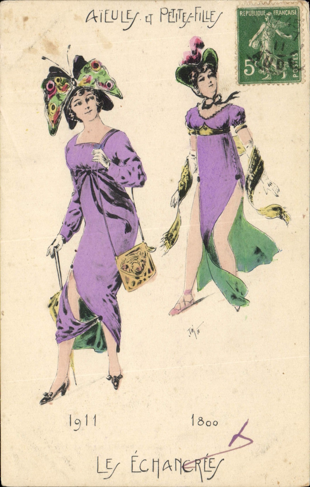 CPA Fantaisie Illustrateur Femmes Aieules et petites filles Les Echancrees