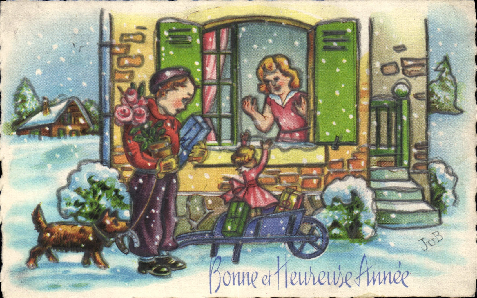 CPA Fantaisie Illustrateur Enfants Chien