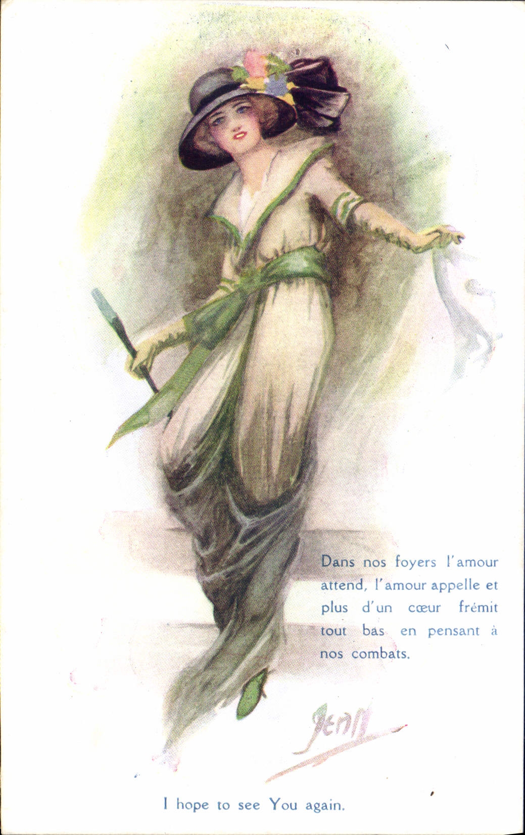 VINTAGE POSTCARD Fantasy Illustrator Jean Woman