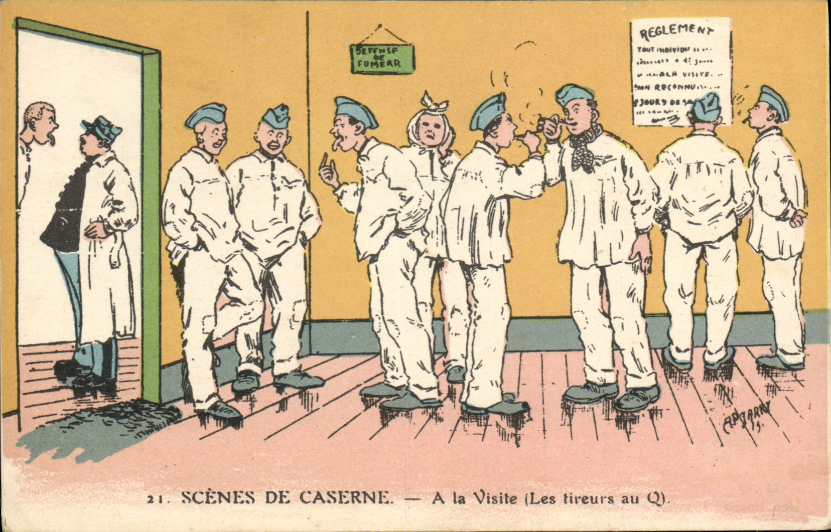 CPA Militaria A la visite Les tireurs au Q