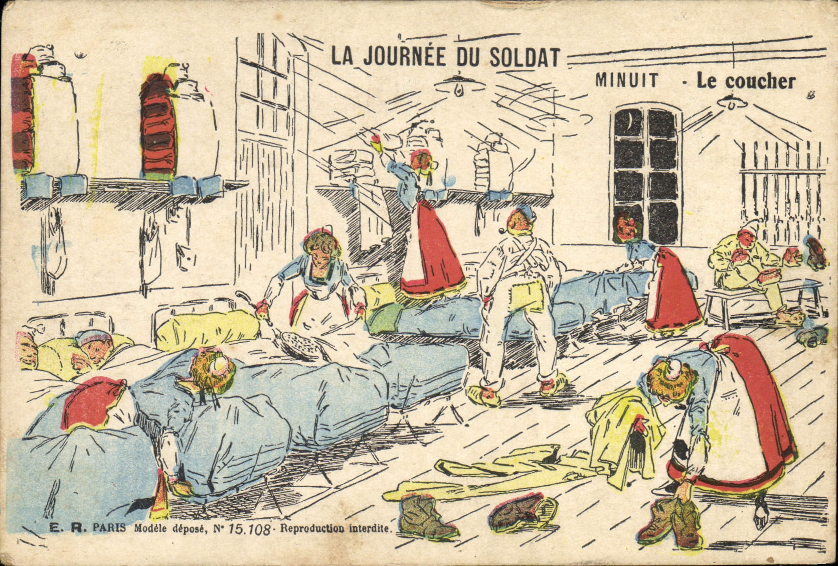 CPA Militaria Minuit Le coucher