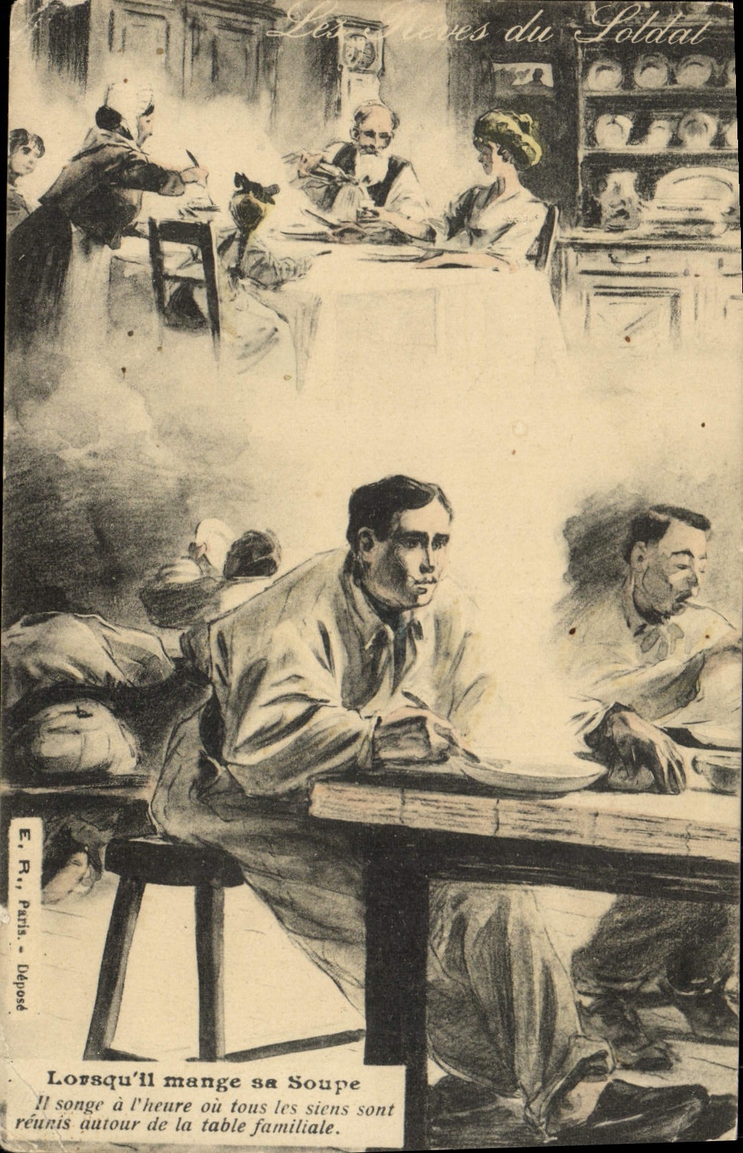 CPA Militaria Lorsqu'il mange sa soupe