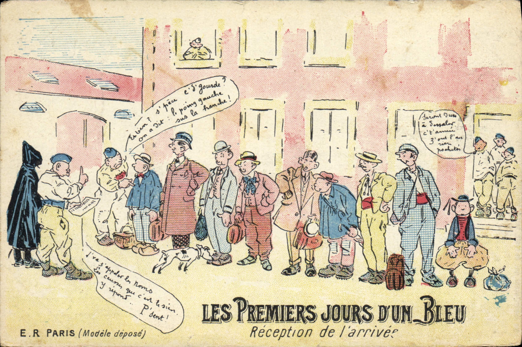 VINTAGE POSTCARD Militaria first days of a blue