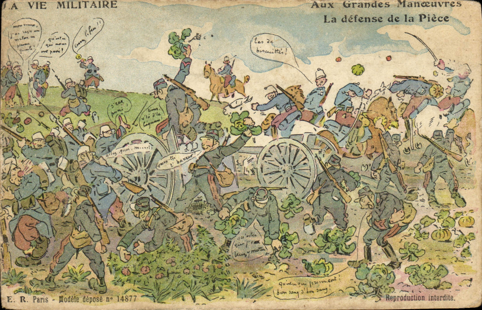 VINTAGE POSTCARD Militaria the defense of the part
