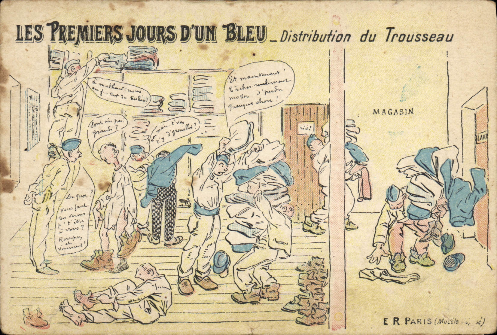 CPA Militaria Les premiers jours d'un bleu Distribution du trousseau