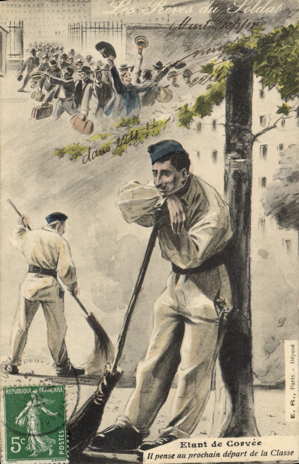 VINTAGE POSTCARD Militaria Drudgery Departure of the class