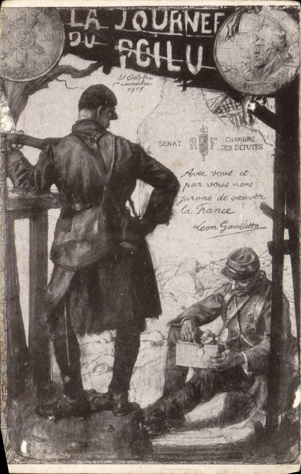 CPA Militaria La journee du poilu 