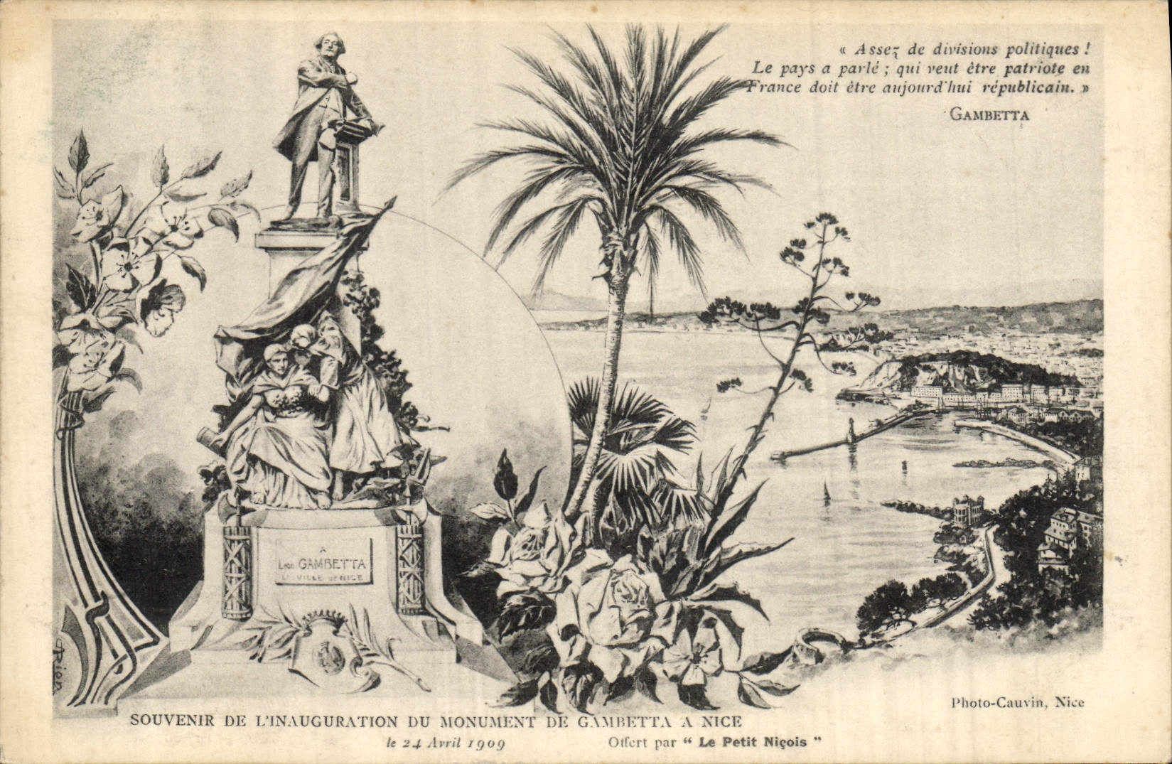 CPA Souvenir de l'inauguration du monument de Gambetta a Nice 24 avril 1909