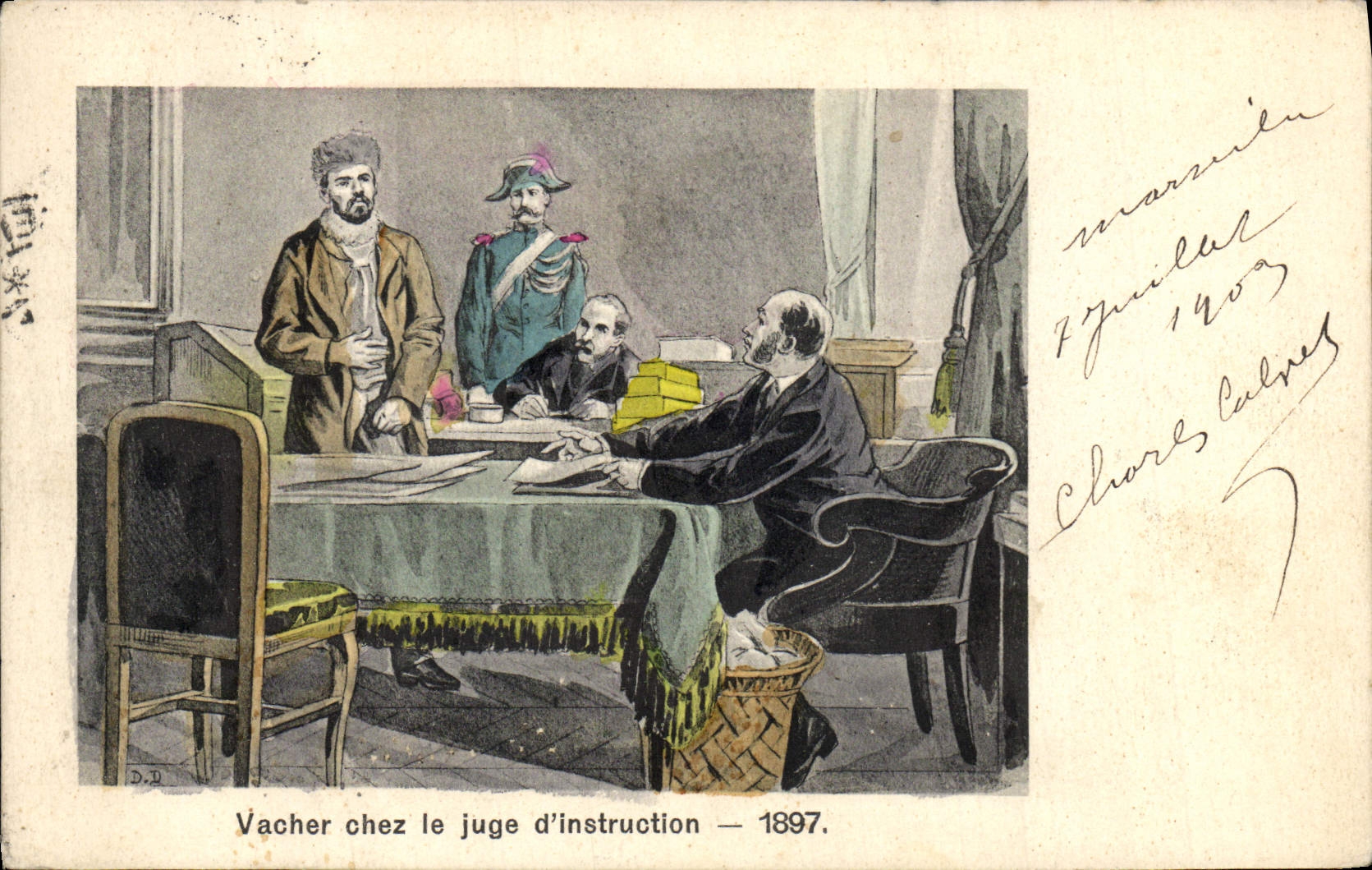 CPA Vacher chez le jude d'instruction 1897