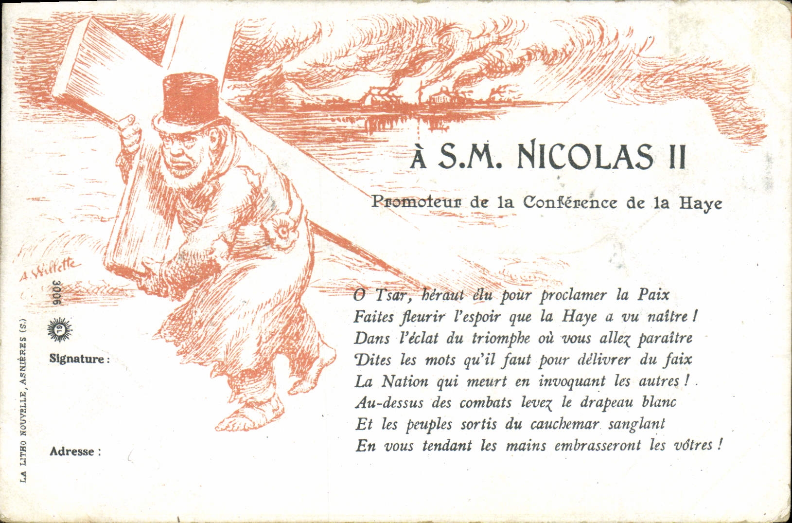 CPA A SM Nicolas II Russie Russia promoteur de la conference de la Haye 