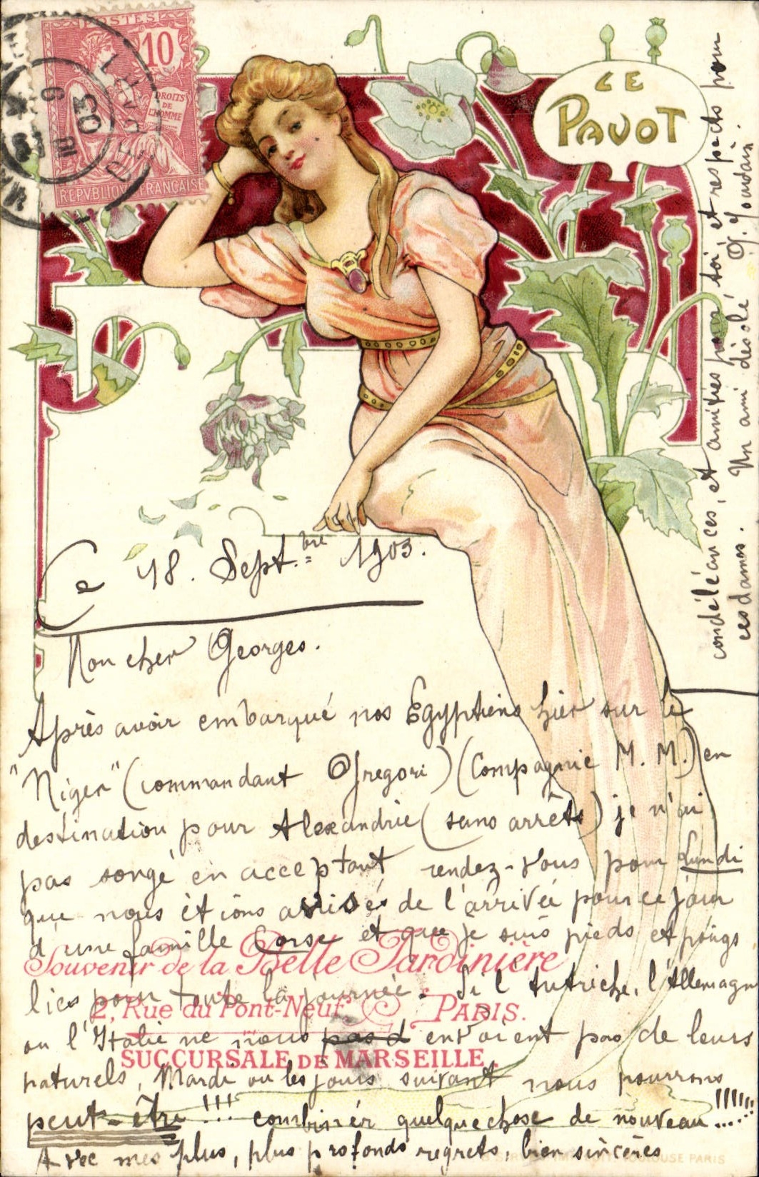 CPA Fantaisie Illustrateur Le pavot Drogue Belle Jardiniere