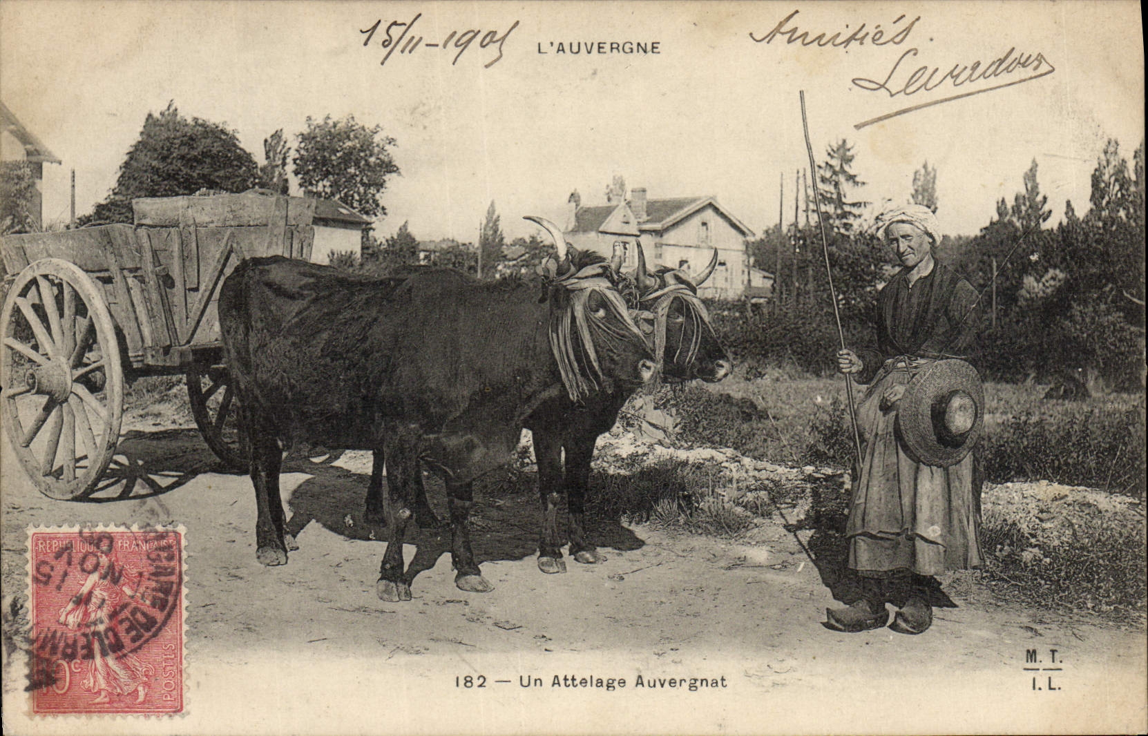 CPA Attelage Auvergnat Auvergne Boeufs