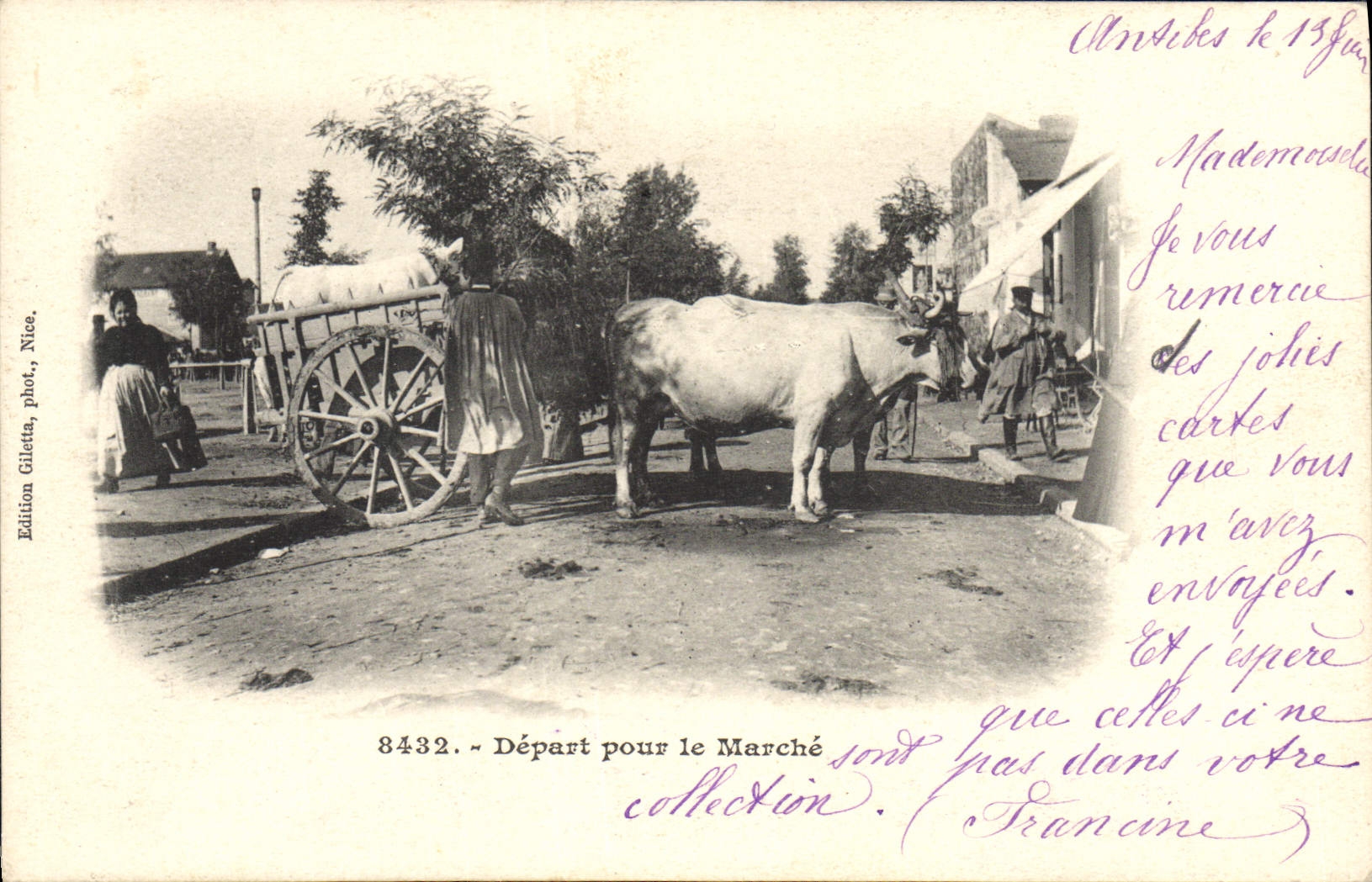Salida del coche de la POSTAL de la VENDIMIA para los bueyes del mercado