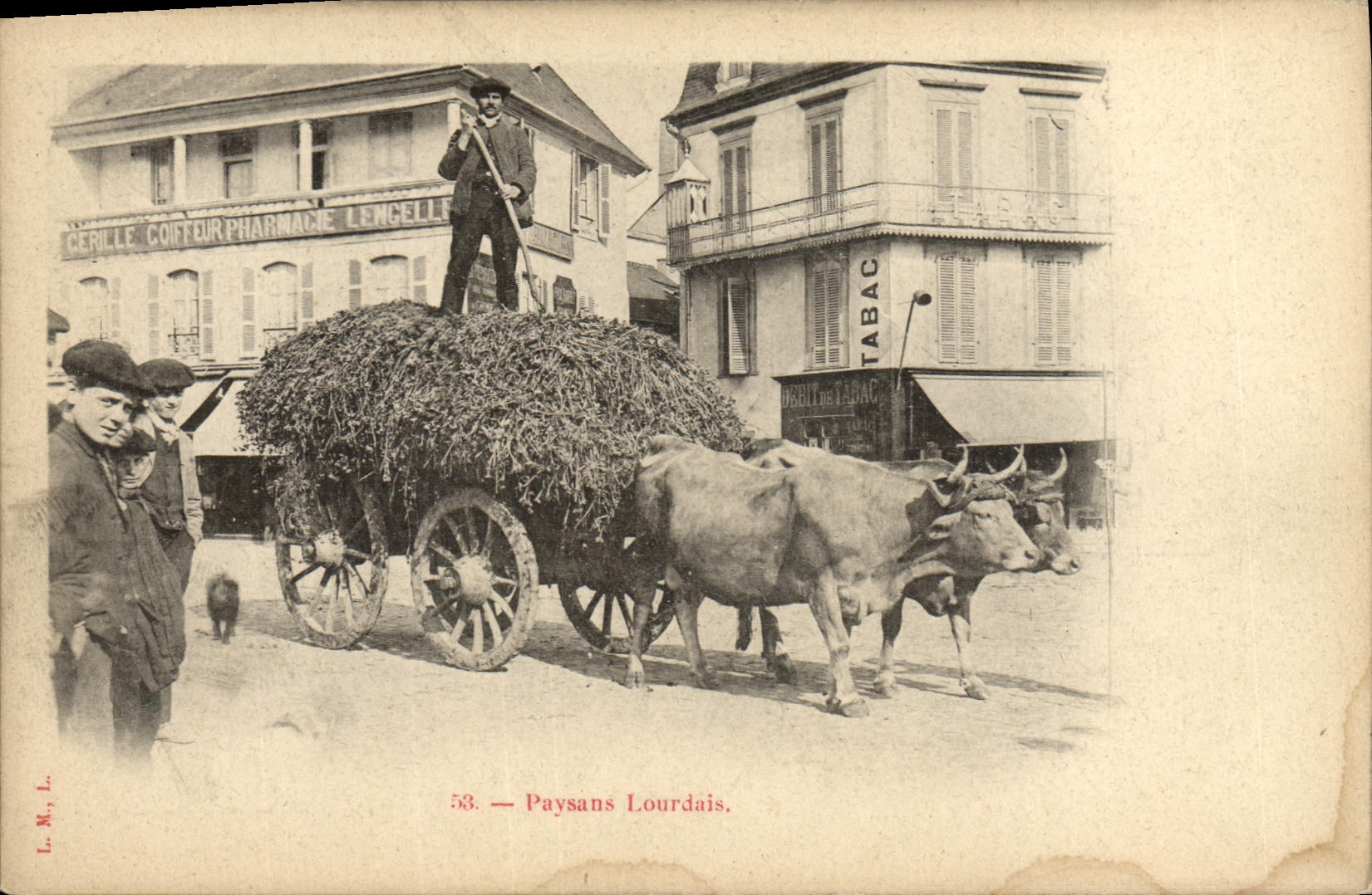 CPA Attelage Paysans Lourdais