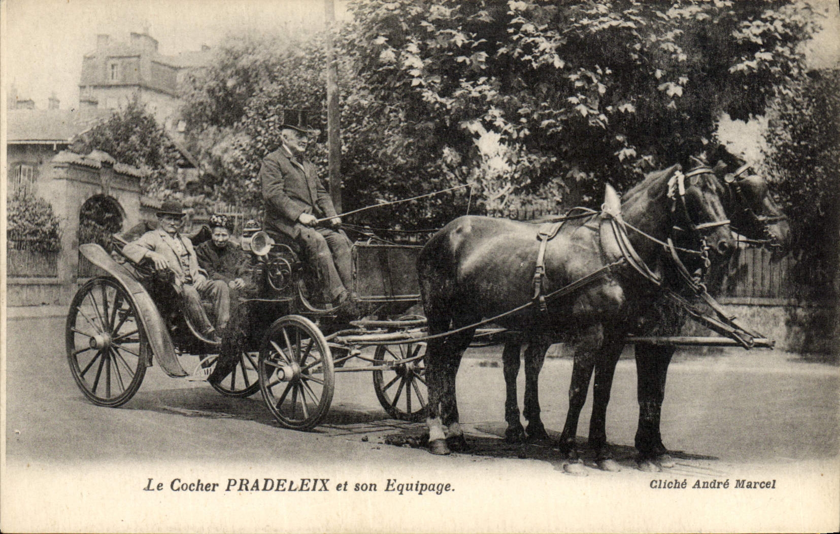 CPA Attelage Le cocher Pradeleix et son equipage Cheval 