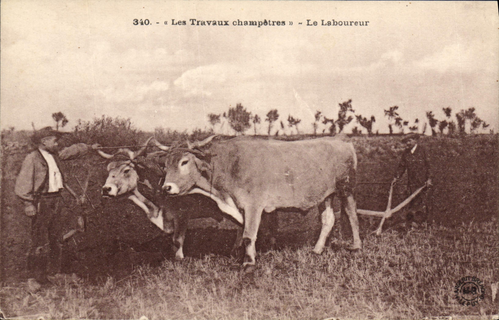 Trabajo pastoral del coche de la POSTAL de la VENDIMIA el plowman
